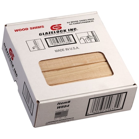 Glazelock 8" x 1-1/4" x 3/8" Natural Pine Wood Shims (84 Count), Boxes, PK84 WS02